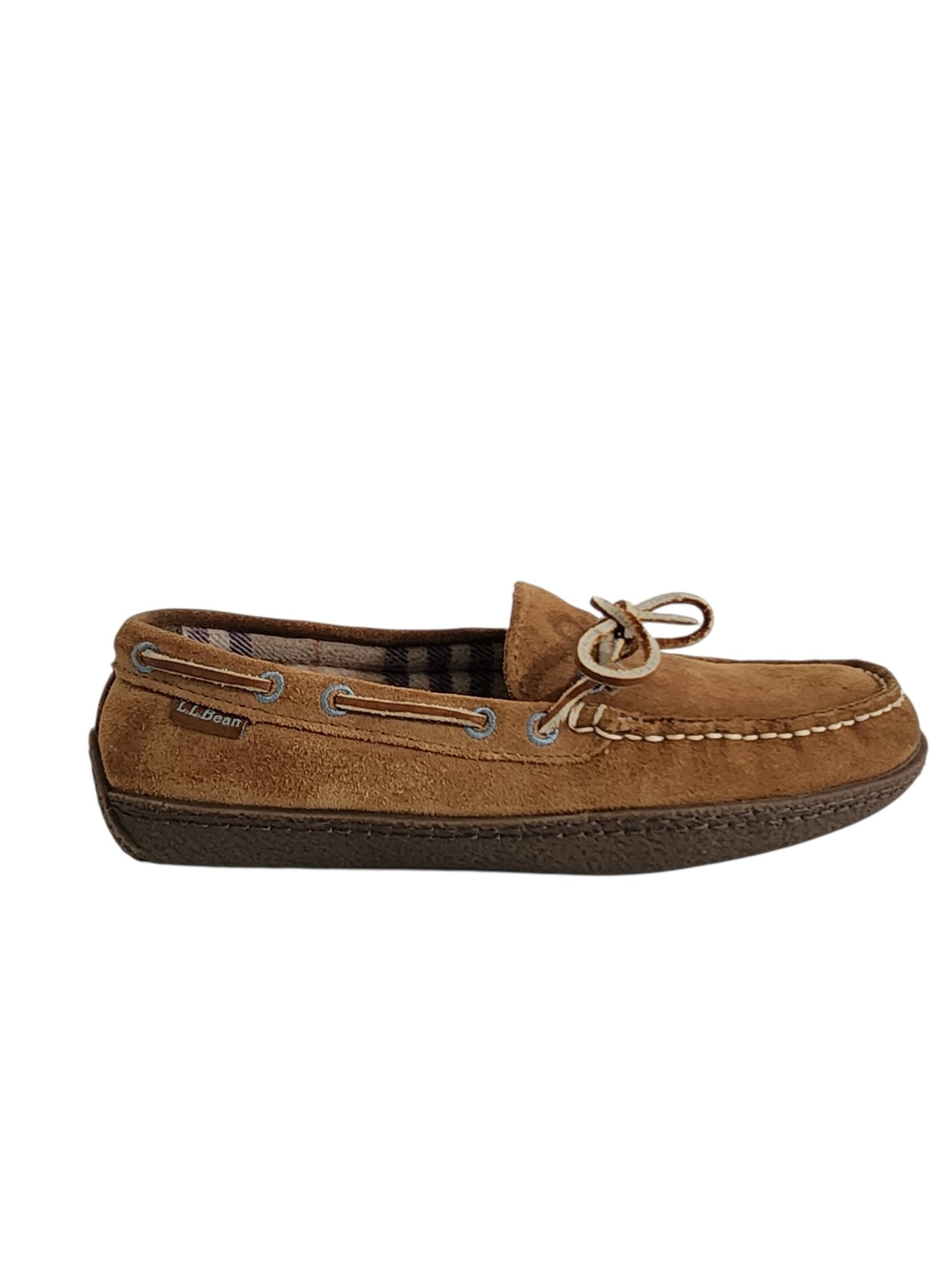 L.L.Bean Brown Suede Flannel Lined Slippers Size 7